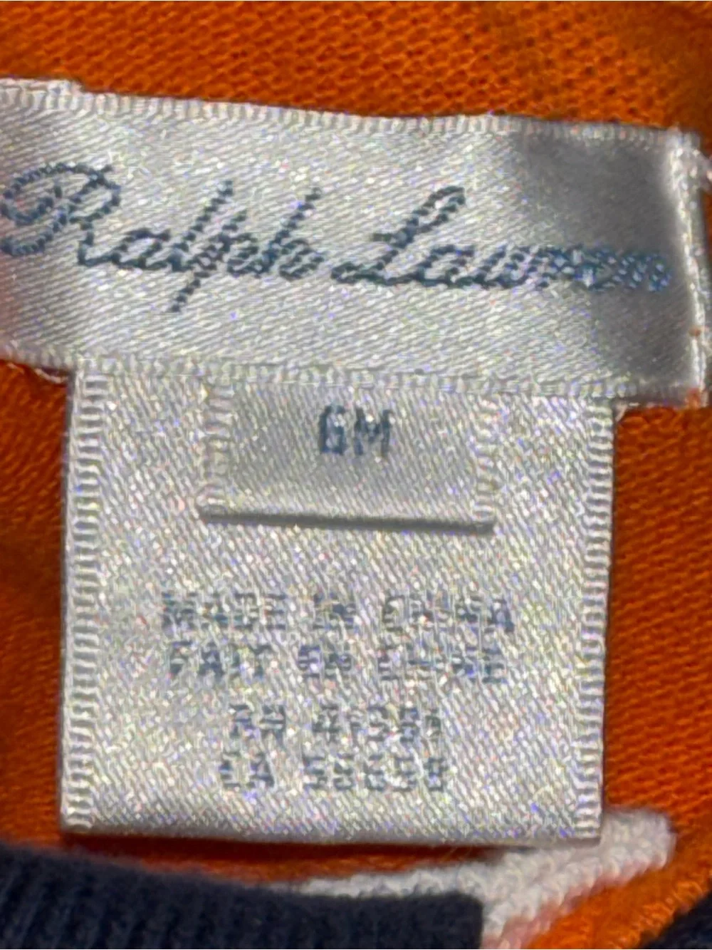 Ralph Lauren Orange Polo One-Piece with Navy & White Sleeves